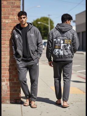 Wolverine x Darc Sport Charcoal Graphic Zip Hoodie Jacket